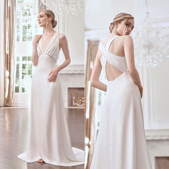 NWT Sachin & Babi Astor pearl-embellished gown Size 4 $1100 - Picture 1 of 13